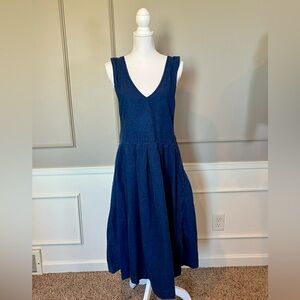 Vintage 90s U.S. Dress Co Large Denim Jean Jumper Dress Maxi Long Cotton USA